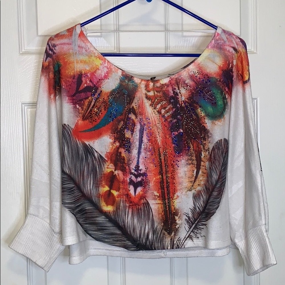 Bedazzled Crop Top Quarter Sleeve